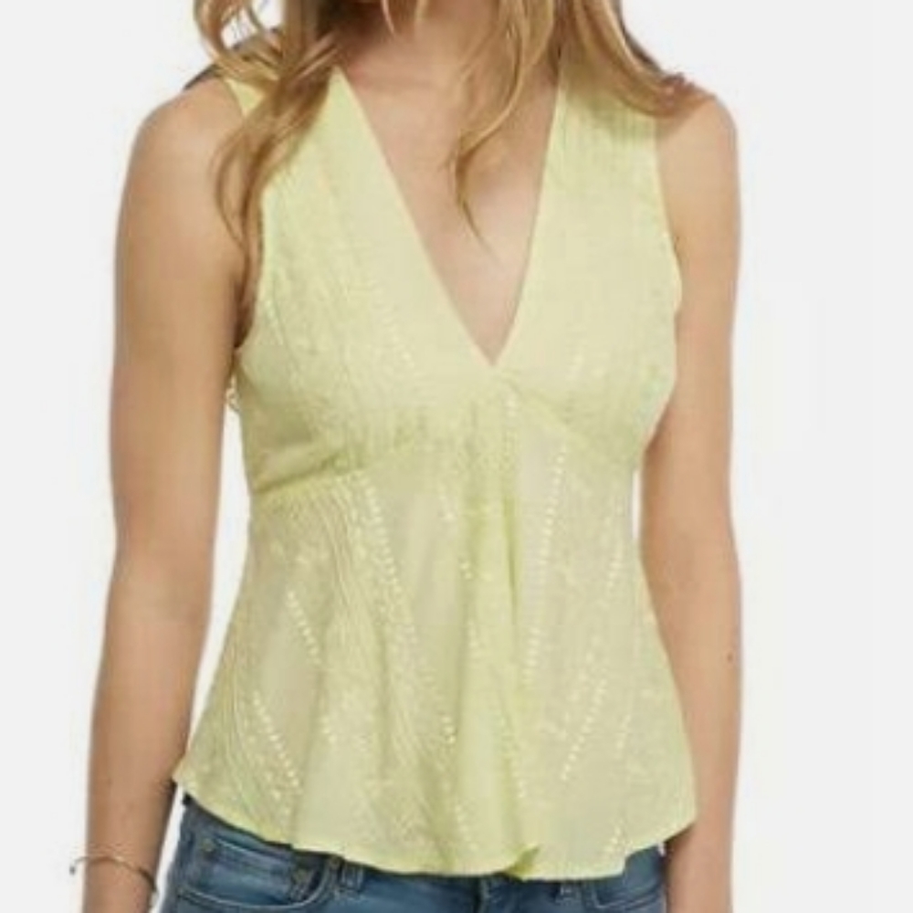 Free People Yellow Twist and Shell Tank Top/ Blouse Women's size Medium